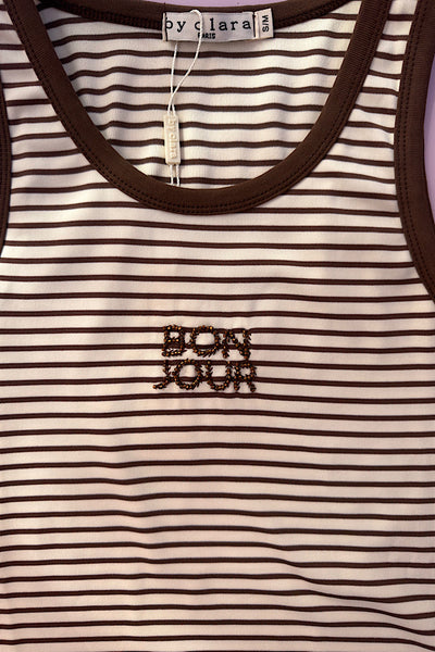 Bonjour Striped Vest In Brown